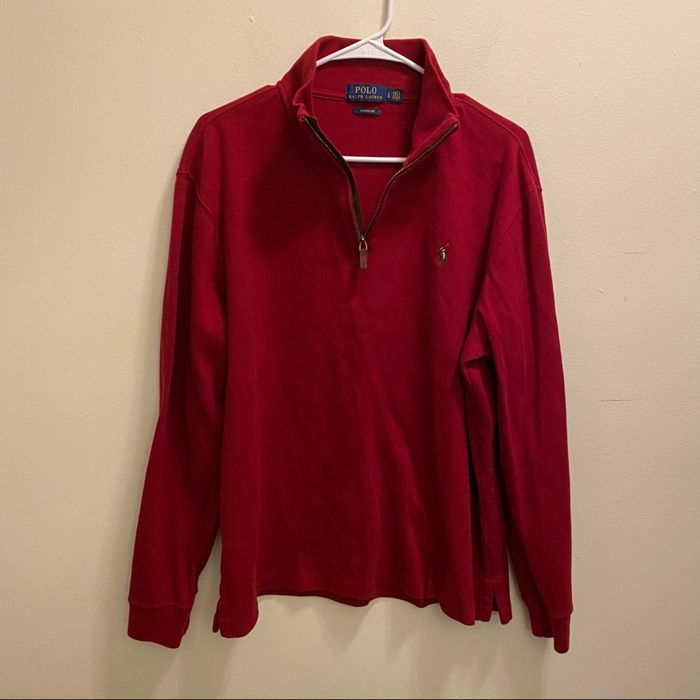 Ralph Lauren Red 1/4 Zip Sweatshirt Large NWOT New